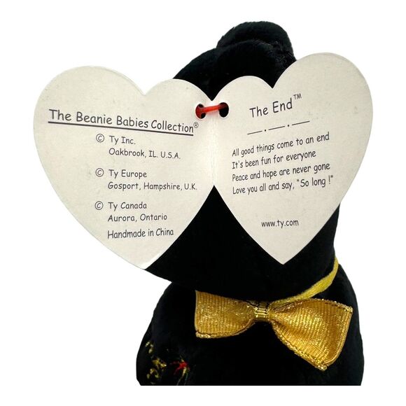 Ty Beanie Baby Babies THE END Plush Black Teddy Bear RETIRED Stuffed Toy Animal - Picture 8 of 11